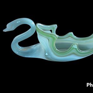 Vintage 15" MCM  Hand Blown Sooner Art Glass Swan / Centerpiece / Candydish